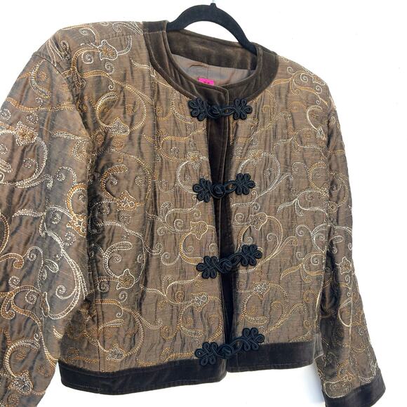 Vintage Ungaro Ter Paris Asian Style Cropped Blanket Cardigan Jacket 40 Cotton 6 - Picture 6 of 8